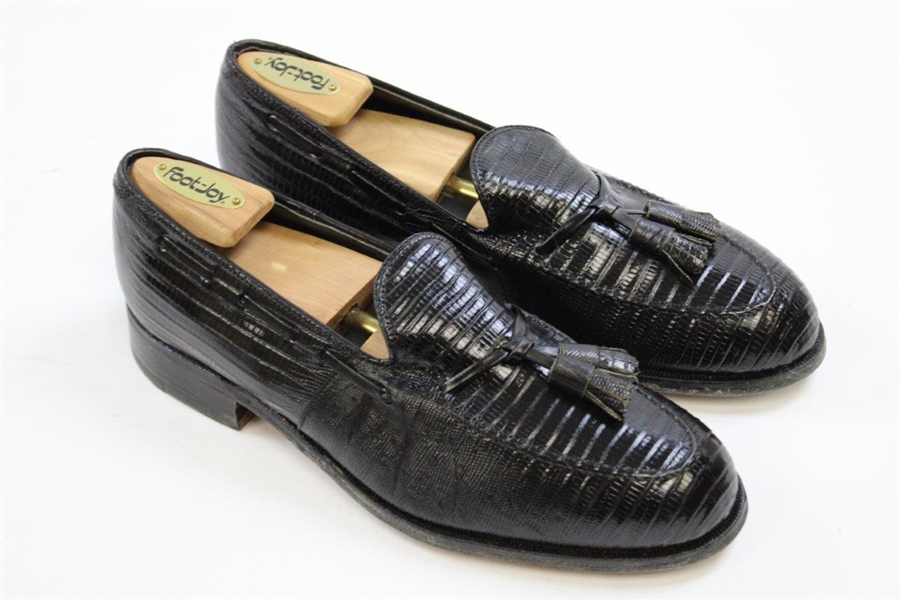 Chi-Chi Rodriguez's Personal FootJoy Classics Black Loafers with Green FootJoy Shoe Bag Covers