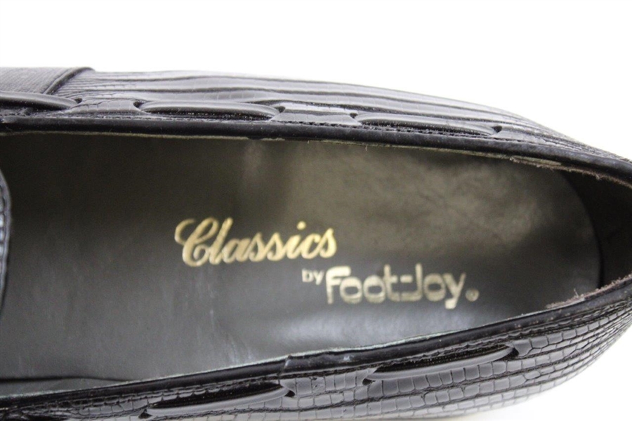 Chi-Chi Rodriguez's Personal FootJoy Classics Black Loafers with Green FootJoy Shoe Bag Covers