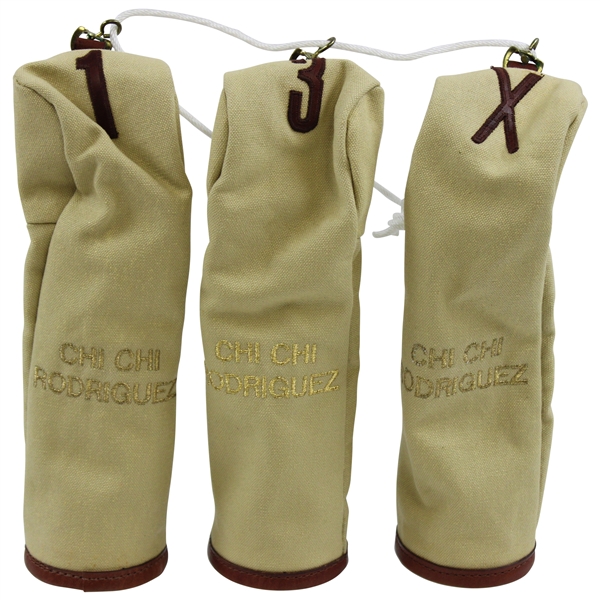 Chi-Chi Rodriguez's Personal Set of Canvas Golf Club Headcovers - 1, 3, & X