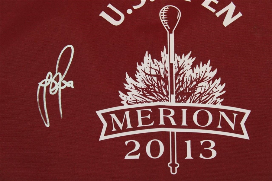 Justin Rose Signed 2013 US Open at Merion Red Screen Flag BECKETT #BB88014