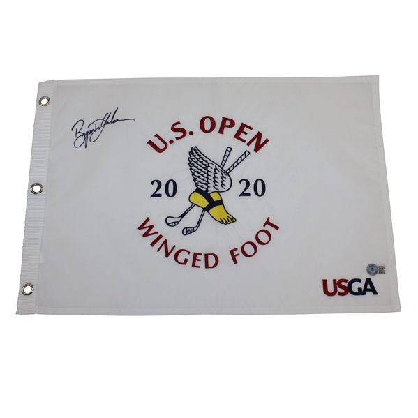 Bryson Dechambeau Signed 2020 US Open at Winged Foot Embroidered Flag BECKETT #BB88007