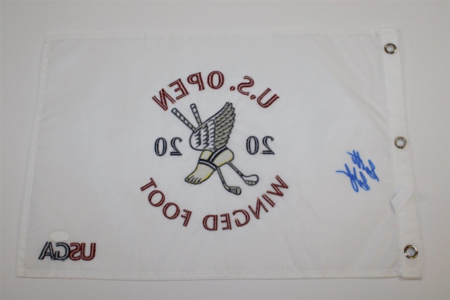 Scottie Scheffler Signed 2020 US Open at Winged Foot Embroidered Flag JSA #JJ66333
