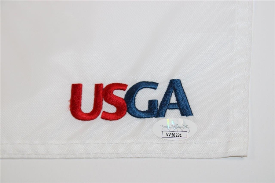 Rickie Fowler Signed 2022 US Open at The Country Club Embroidered Flag JSA #VV50231