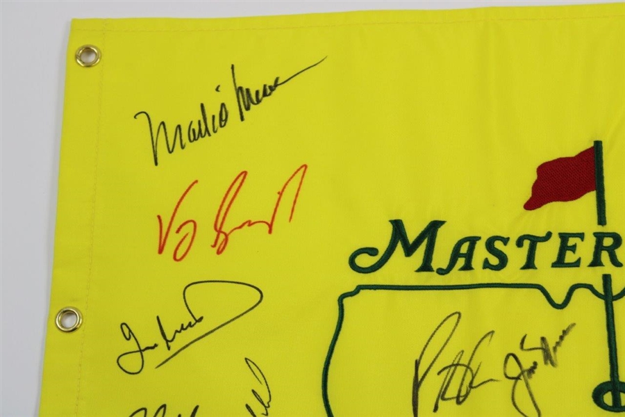 Jack Nicklaus & Fifteen (15) other Masters Champs Signed Undated Flag JSA ALOA