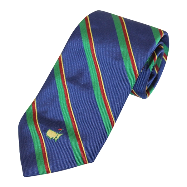 Augusta National Golf Club Masters Blue with Green/Red/Yellow Stripes Necktie - Used