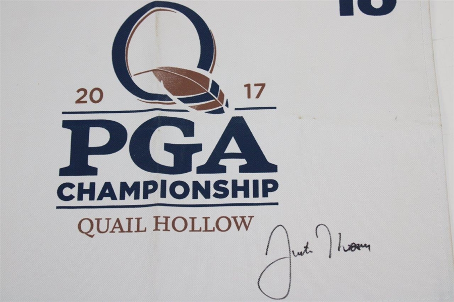 Justin Thomas Signed 2017 PGA at Quail Hollow Flag JSA ALOA