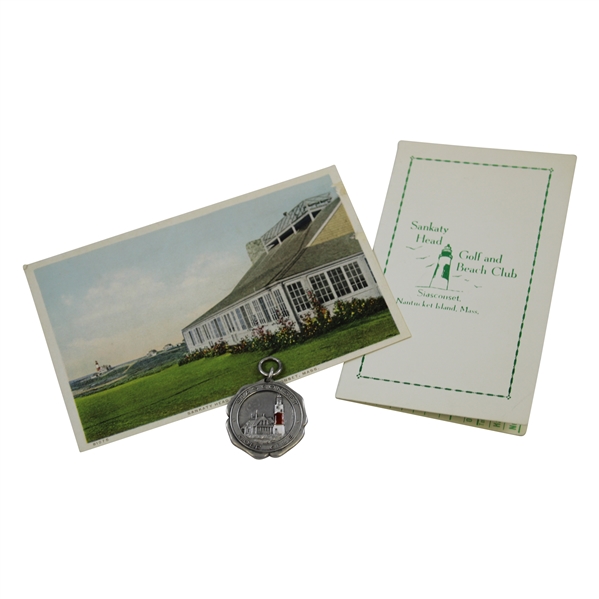 1914 Sankaty Head Golf Club Gilbert Cup Winner's Medal With Scorecard & Postcard