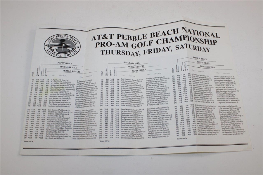Palmer, Nicklaus, Stewart & Bean Signed Pebble Beach Pairing Sheet JSA ALOA