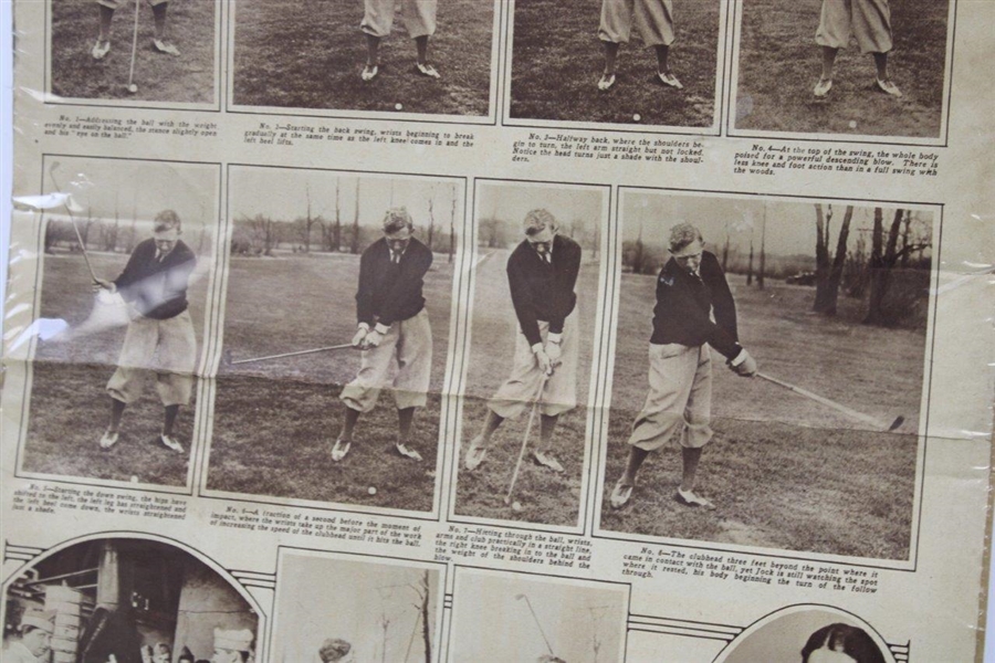 Vintage 1928 Jock Hutchison 'Better Golf Swing Sequence Newspaper Page