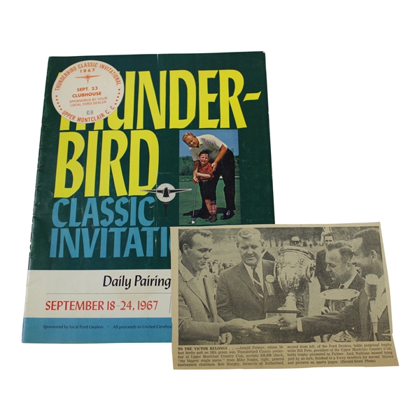 1967 Thunderbird Classic Inv. Daily Pairing Sheet with Newspaper Clipping - Palmer Win