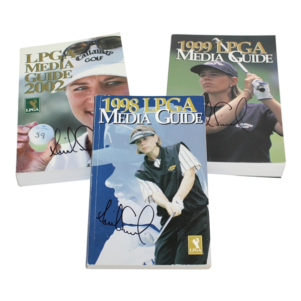 Annika Sorenstam Signed Three (3) LPGA Media Guides (1998-99, 2002) JSA ALOA