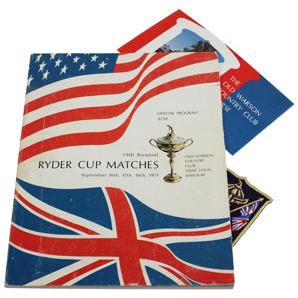 1971 Ryder Cup at Old Warson CC Official Program with Replica Badge