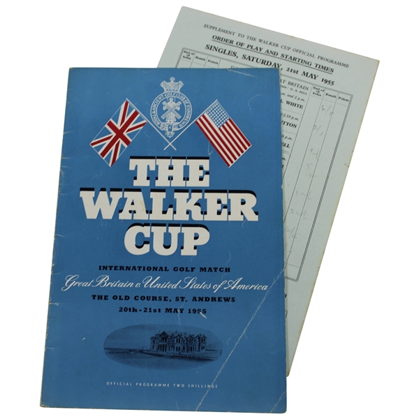 1955 Walker Cup at St Andrews Official Program with Order of Play Sheet