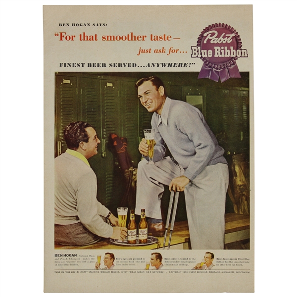 Vintage Ben Hogan Pabst Blue Ribbon Advertisement Page