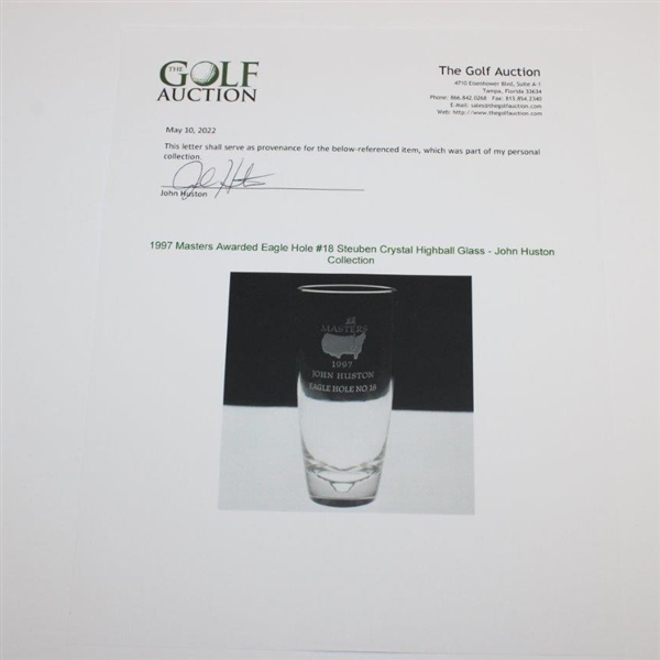1997 Masters Awarded Eagle Hole #18 Crystal Highball Glass - One of Five in Masters History