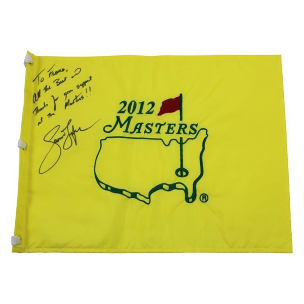 Jason Dufner Signed 2012 Masters Flag with Personalization JSA ALOA