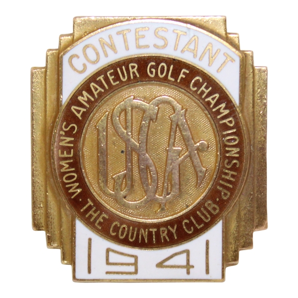 1941 USGA Women's Amateur Championship at The Country Club Contestant Badge 