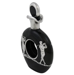 Vintage Golf Themed Sterling Overlay Art Deco Black Decanter with Stopper 