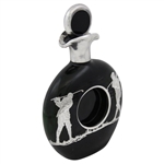 Vintage Golf Themed Sterling Overlay Art Deco Black Decanter with Stopper 