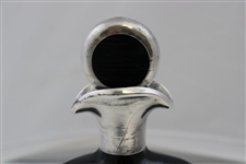 Vintage Golf Themed Sterling Overlay Art Deco Black Decanter with Stopper 