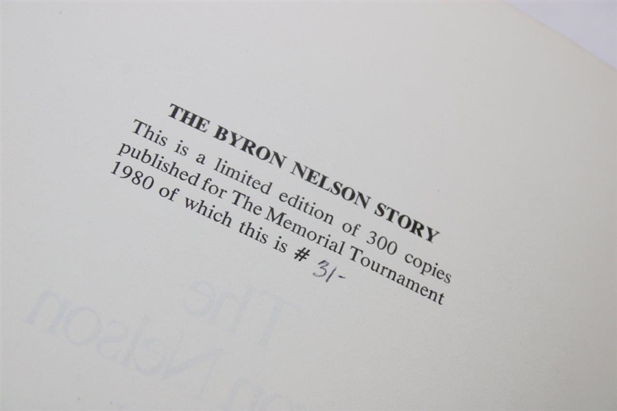 Ltd Ed 'The Byron Nelson Story' Memorial Tournament 1980 Honoring Byron Nelson Book #31/300