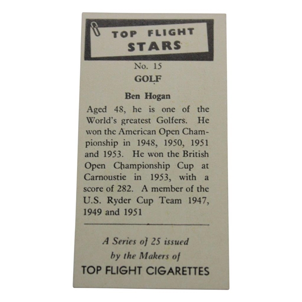 Ben Hogan 1959 Top Flight Stars Golf Card #15