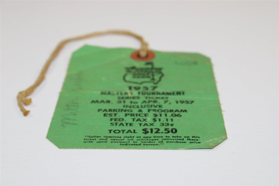 1957 Masters Tournament SERIES Badge #5008 with Original String - Doug Ford Winner