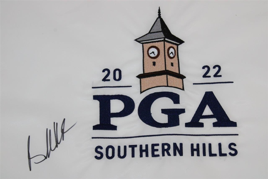 Brooks Koepka Signed 2022 PGA at Southern Hills Embroidered Flag JSA ALOA