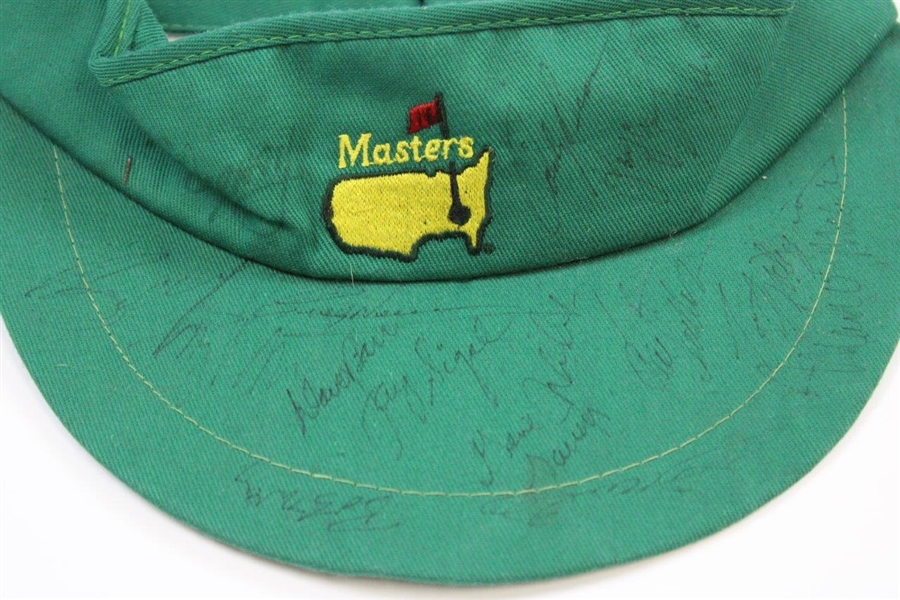Seve, Payne Stewart & others Multi-Signed Masters Classic Undated Green Visor JSA ALOA