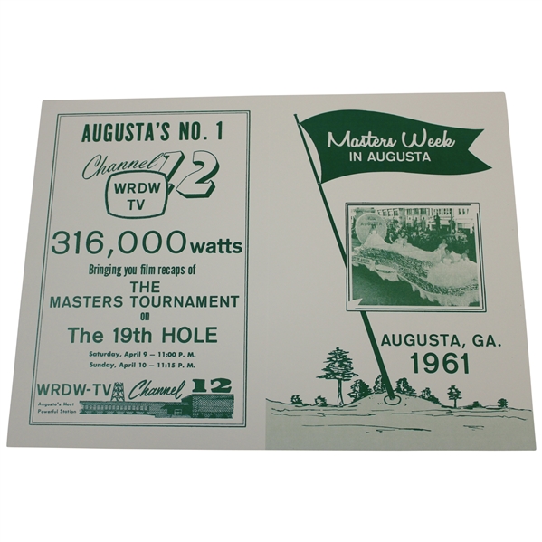 Facsimile 1961 Masters Week in Augusta WRDW-TV Channel 12 Pamphlet