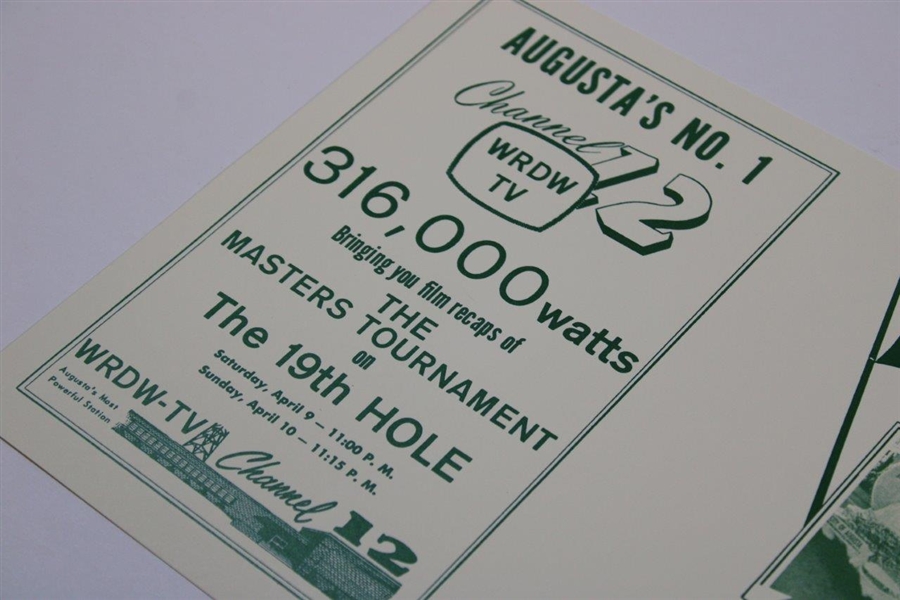 Facsimile 1961 Masters Week in Augusta WRDW-TV Channel 12 Pamphlet
