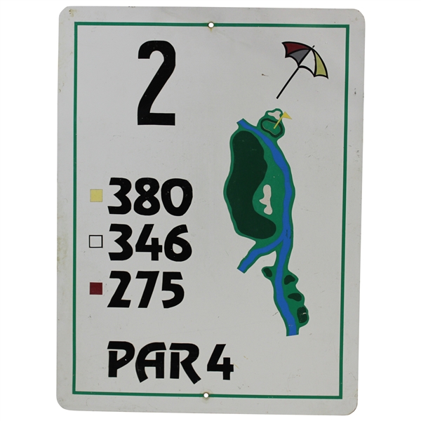 Vintage Golf Course 2nd Hole Sign From Arnold Palmer Designed Course - 380yd Par 4