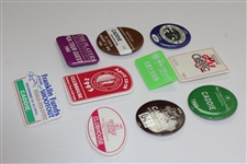 Ten (10) Various Year & Event Caddy Badges & Credentials - Donnie Wanstall Collection