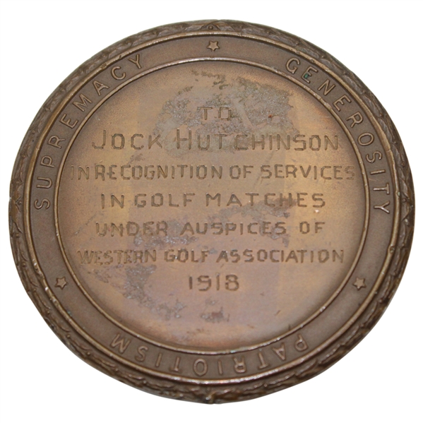 1918 American Red Cross Western Golf Assoc. Medal Awarded to Jock Hutchinson 