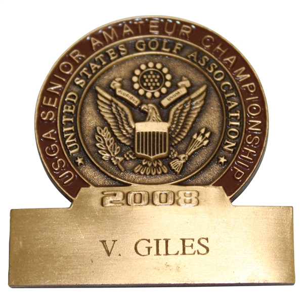 Vinny Giles' 2008 USGA Senior Amateur Championship Contestant Badge