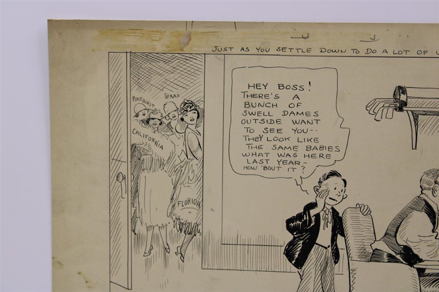 Original Clare Briggs Pen & Ink 'Just As You Settle Down To Do A Lot Of Work' Cartoon For New York Tribune - December 11, 1926