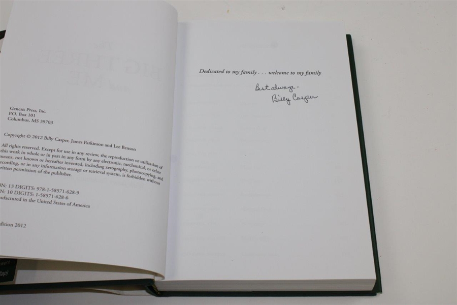 Billy Casper Signed 2012 'Big Three and Me' Book JSA ALOA