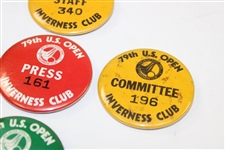 Five (5) 1979 US Open at Inverness Badges - Press, Staff, Guest & Committee