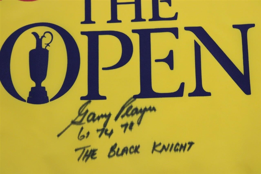 Gary Player Signed Undated The OPEN Flag w/'61-74-78' & 'The Black Knight' JSA ALOA