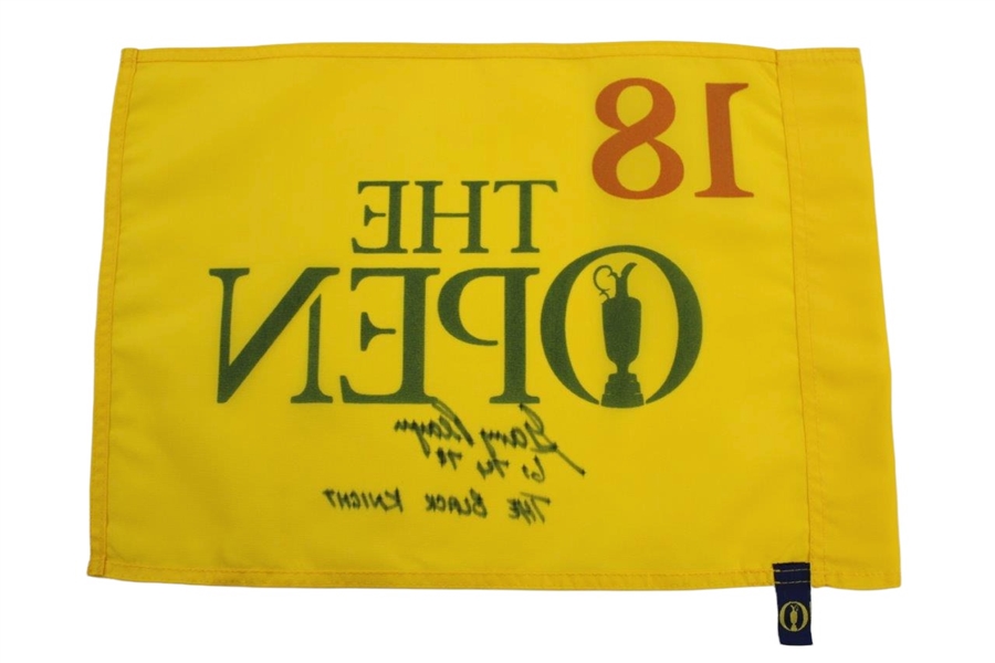 Gary Player Signed Undated The OPEN Flag w/'61-74-78' & 'The Black Knight' JSA ALOA