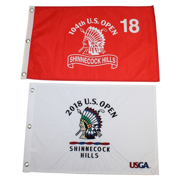 Two (2) US Open at Shinnecock Hills Screen & Embroidered Flags - 2004 & 2018