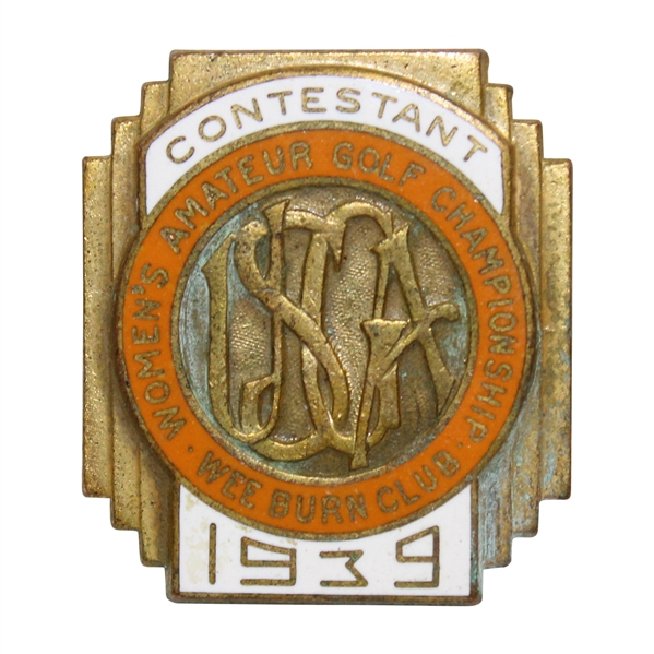 1939 Women's US Amateur at Wee Burn Club Contestant Badge - Betty Jameson Winner