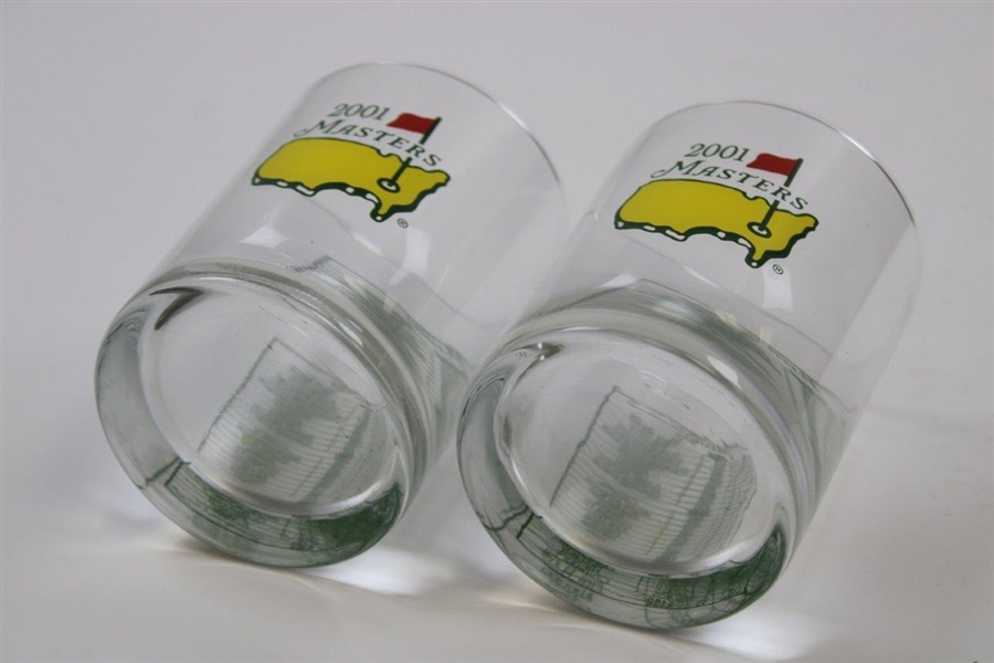 Pair of 2001 Masters Tournament Rocks Glasses in Original Package
