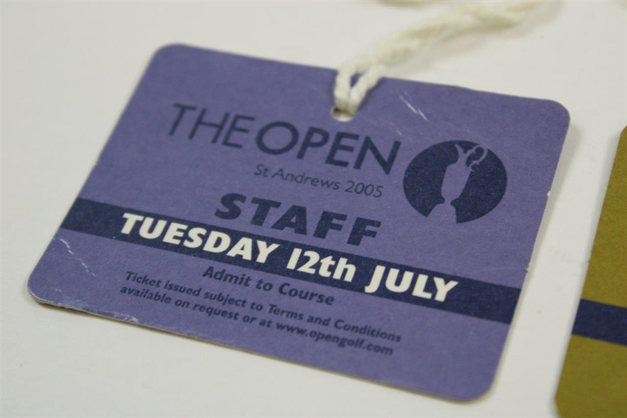 2005 OPEN Championship at St. Andrews Staff Badges - Monday & Tuesday - Tiger!