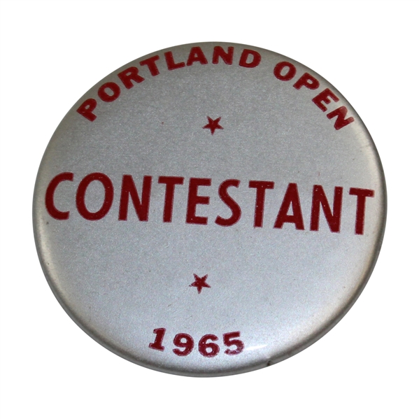 Charles Coody's 1965 Portland Open Contestant Badge - Jack Nicklaus 17th Win