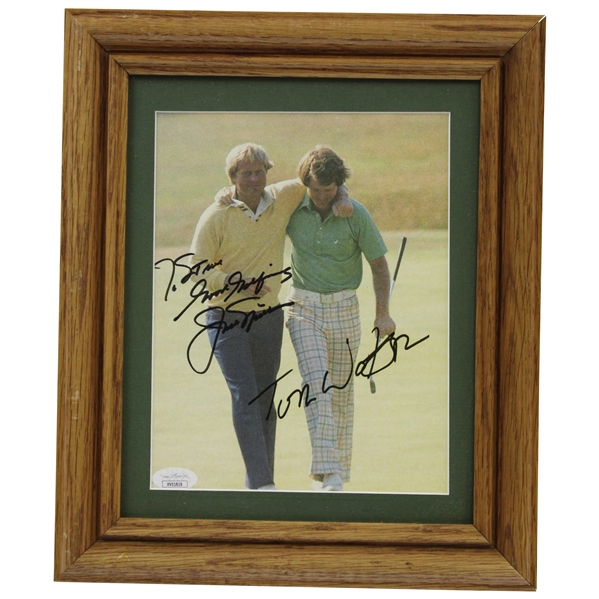 Jack Nicklaus & Tom Watson Signed OPEN at Turnberry Photo - Framed JSA #VV01819