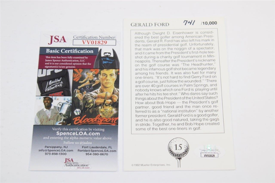 President Gerald Ford Signed 'The Headhunter' Muller Golf Card JSA #VV01829
