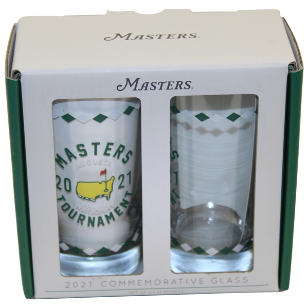 Pair of 2021 Masters Tournament Commemorative Glasses in Original Package