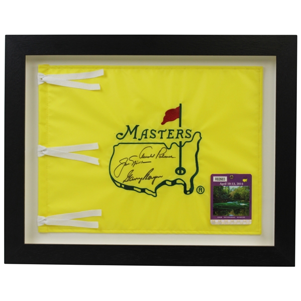 Palmer, Nicklaus & Player 'Big 3' Signed Masters Undated Flag - Framed JSA #XX37585