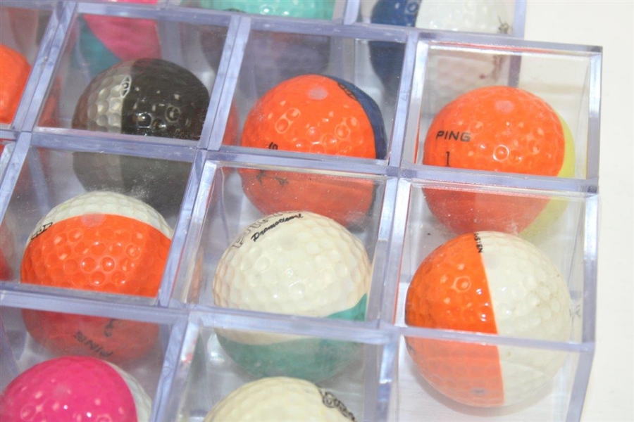 Twenty (20) PING Eye Karsten Dual Colored Golf Balls with Protective Golf Ball Cubes